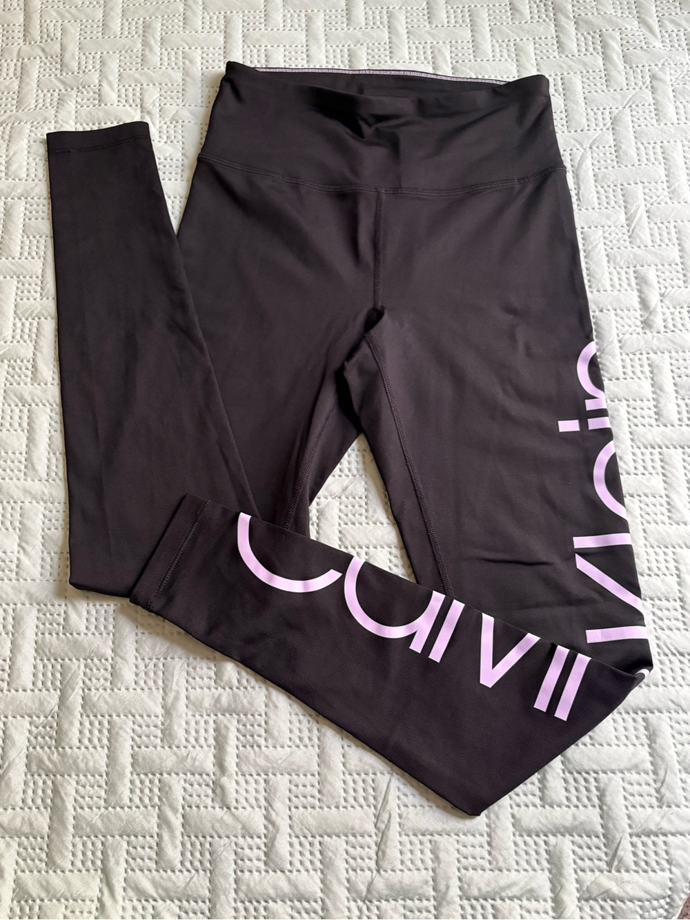 Calvin Klein Black Leggings with Light Purple Accent